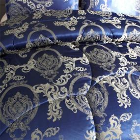 img 1 attached to 🛏️ Raytrue-X King Comforter Set | Silk Blanket | All-Season Bed Comforter | King Size | Royal Blue Bedspread | Jacquard Quilt | Soft Microfiber Bedding Sets | Matching 2 Pillow Shams | 104x90 inches