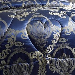 img 2 attached to 🛏️ Raytrue-X King Comforter Set | Silk Blanket | All-Season Bed Comforter | King Size | Royal Blue Bedspread | Jacquard Quilt | Soft Microfiber Bedding Sets | Matching 2 Pillow Shams | 104x90 inches