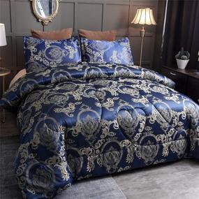 img 3 attached to 🛏️ Raytrue-X King Comforter Set | Silk Blanket | All-Season Bed Comforter | King Size | Royal Blue Bedspread | Jacquard Quilt | Soft Microfiber Bedding Sets | Matching 2 Pillow Shams | 104x90 inches