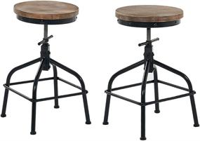 img 4 attached to 🪜 Set of 2 Rustic Industrial Swivel Bar Stools - Adjustable Height for Kitchen Counter - Counter Stool Chair Set - Counter Stools Set of 2