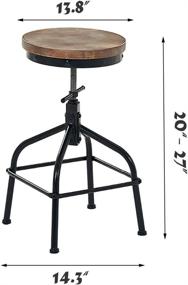 img 3 attached to 🪜 Set of 2 Rustic Industrial Swivel Bar Stools - Adjustable Height for Kitchen Counter - Counter Stool Chair Set - Counter Stools Set of 2