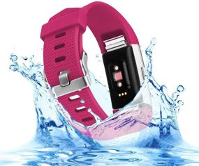 img 2 attached to Регулируемые спортивные браслеты для Fitbit Charge 2 Special Edition - полосы VINIKI Sport (Розовый, Большой размер)