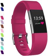 регулируемые спортивные браслеты для fitbit charge 2 special edition - полосы viniki sport (розовый, большой размер) логотип