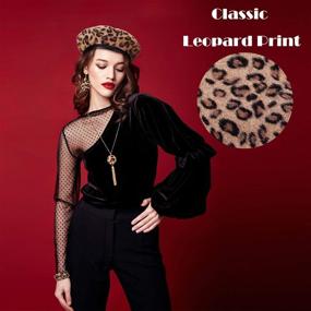 img 3 attached to Women's Leopard Jewelry Set with French Beret Hat, Leopard Leather Bracelet, Earrings, and Necklace