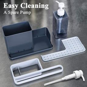 img 3 attached to 🧼 ODesign Bathroom Soap Dispensers with Sink Caddy + Kitchen Sink Organizer (Bonus Pump) Sponge Holder + Dish Soap Dispenser for Countertop & Bathroom - Plastic