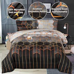 img 2 attached to 🛏️ King Size Grey Black Marble Geometric Comforter Set (102”x90”) - Soft Microfiber Bedding with 2 Pillowcases