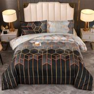 🛏️ king size grey black marble geometric comforter set (102”x90”) - soft microfiber bedding with 2 pillowcases logo