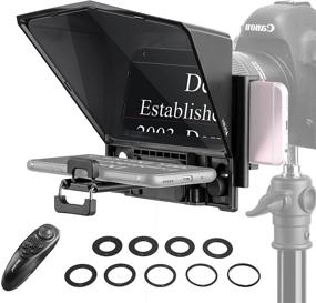 img 4 attached to 📱 Desview Authorized T2 Teleprompter: Smartphone Tablet DSLR Camera Remote Control & Lens Adapter Rings/Beam Splitter 70/30 Glass