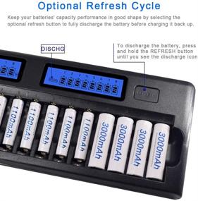 img 1 attached to 🔋 PALO 16 Bay Smart Battery Charger LCD Display - Upgraded Charger for AA/AAA NiMH/NiCd Rechargeable Batteries with Built-in IC Protection & AC Wall Adapter