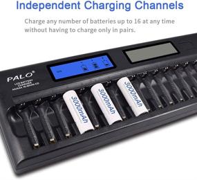 img 2 attached to 🔋 PALO 16 Bay Smart Battery Charger LCD Display - Upgraded Charger for AA/AAA NiMH/NiCd Rechargeable Batteries with Built-in IC Protection & AC Wall Adapter