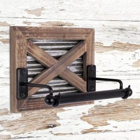 img 3 attached to 🚽 Autumn Alley Farmhouse Toilet Paper Holder: Rustic Country Decor with Industrial Touch - Warm Brown Wood, Corrugated Galvanized Metal & Black Metal - Add Rustic Charm to Your Bathroom!