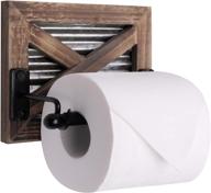 🚽 autumn alley farmhouse toilet paper holder: rustic country decor with industrial touch - warm brown wood, corrugated galvanized metal & black metal - add rustic charm to your bathroom! logo
