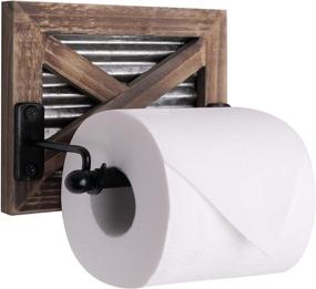 img 4 attached to 🚽 Autumn Alley Farmhouse Toilet Paper Holder: Rustic Country Decor with Industrial Touch - Warm Brown Wood, Corrugated Galvanized Metal & Black Metal - Add Rustic Charm to Your Bathroom!