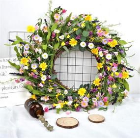 img 2 attached to Decorate Your Home with a Stunning 20Inch Artificial Daisy Flower Wreath - Vibrant Spring Floral Wreath for Front Door & Home Decor