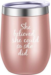 img 4 attached to 🎓 She Believed She Could: Inspiring Wine Tumbler Mug for Women - Congrats, Graduation, Job Change, Birthday Gift 12 oz