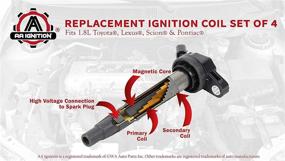 img 1 attached to 🔌 Ignition Coil Pack Set of 4 - Compatible with Toyota, Lexus, Scion Vehicles - 1.8L L4 Corolla, Matrix, Prius, V, Plug-In, Vibe, xD, CT200h - Upgraded Replacements: 90919-02252, 90919-02258, C1714