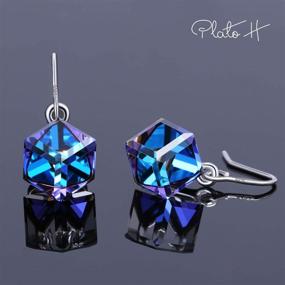 img 1 attached to 🎁 PLATO H S925 Sterling Silver Cube Earrings with Sparkling Crystals for Women and Girls - Exquisite Unique Gift Box Included - Perfect Mother's Day Jewelry Gift