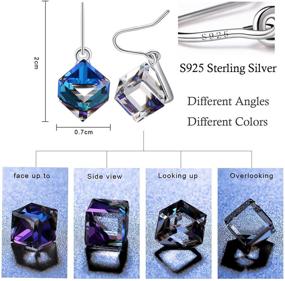 img 2 attached to 🎁 PLATO H S925 Sterling Silver Cube Earrings with Sparkling Crystals for Women and Girls - Exquisite Unique Gift Box Included - Perfect Mother's Day Jewelry Gift