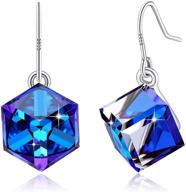 🎁 plato h s925 sterling silver cube earrings with sparkling crystals for women and girls - exquisite unique gift box included - perfect mother's day jewelry gift logo