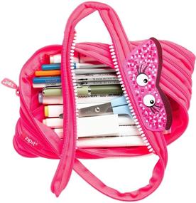 img 3 attached to 🎒 Large Pink ZIPIT Talking Monstar Pencil Case - Holds 60 Pens, Unique One-Zipper Design!