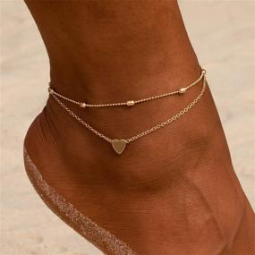 img 3 attached to 💛 Adjustable Gold Alloy Heart Anklet for Teen Girls - Fesciory Beach Layered Ankle Bracelets: Stylish Foot Chain Jewelry