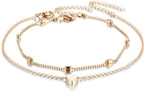 img 2 attached to 💛 Adjustable Gold Alloy Heart Anklet for Teen Girls - Fesciory Beach Layered Ankle Bracelets: Stylish Foot Chain Jewelry