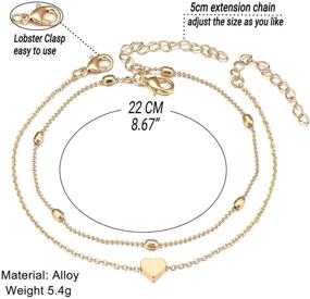 img 1 attached to 💛 Adjustable Gold Alloy Heart Anklet for Teen Girls - Fesciory Beach Layered Ankle Bracelets: Stylish Foot Chain Jewelry