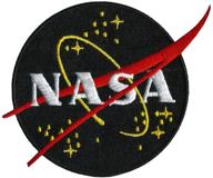 🚀 embroidered nasa space patch: iron on, sew on applique, diy red and black edition logo