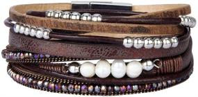 img 4 attached to 💫 GelConnie LPB290-brown Multilayer Magnetic Bohemian Wrap Bracelets for Women