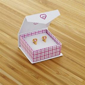 img 1 attached to 💖 Gold Plated Pink Cubic Zirconia Heart Small Hoop Huggie Earrings for Young Girls & Teens 8mm - Delightful Pink CZ Tiny Heart Earrings for Little Girls - Ideal Valentine's Day Gift