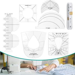 img 4 attached to 🧵 TAOZIM 6Pcs Acrylic Quilting Ruler Templates with Measuring Tape - Complete Sewing Machine Kit for Free Motion Quilting, Including Spiral, Circle, Arc, Clamshell Templates