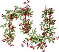 🎄 5.83 ft artificial red berry christmas garland with pine cone garland and berries - indoor outdoor garden gate home decor for winter holiday and new year celebration logo
