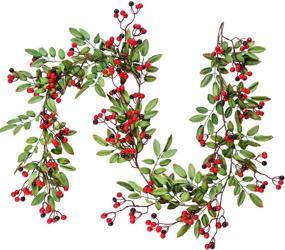 img 4 attached to 🎄 5.83 FT Artificial Red Berry Christmas Garland with Pine Cone Garland and Berries - Indoor Outdoor Garden Gate Home Decor for Winter Holiday and New Year Celebration