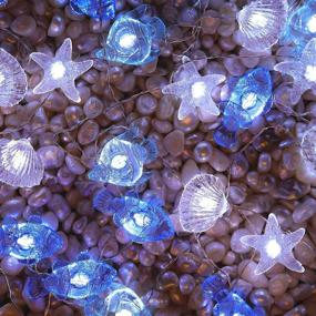 img 1 attached to 🏝️ Enhance Your Décor with HDNICEZM Ocean Theme String Lights - Seashell Sealife Battery Operated, 8 Lighting Modes, Waterproof Decoration for Bedroom, Nursery, Indoor/Outdoor (Cold White 14.1 Ft 40 LED)