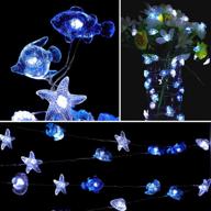 🏝️ enhance your décor with hdnicezm ocean theme string lights - seashell sealife battery operated, 8 lighting modes, waterproof decoration for bedroom, nursery, indoor/outdoor (cold white 14.1 ft 40 led) логотип