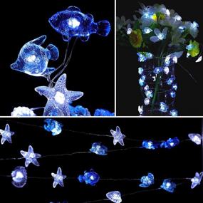 img 4 attached to 🏝️ Enhance Your Décor with HDNICEZM Ocean Theme String Lights - Seashell Sealife Battery Operated, 8 Lighting Modes, Waterproof Decoration for Bedroom, Nursery, Indoor/Outdoor (Cold White 14.1 Ft 40 LED)