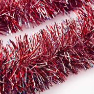 🎄 ipegtop 4 pack of 6.6ft christmas tinsel garland, traditional thick colorful reflective sparkly soft party hanging tinsel ornaments ceiling christmas tree decorations, 4 inch wide - red logo