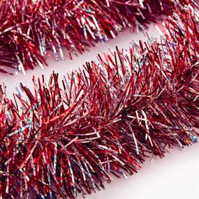img 4 attached to 🎄 iPEGTOP 4 Pack of 6.6ft Christmas Tinsel Garland, Traditional Thick Colorful Reflective Sparkly Soft Party Hanging Tinsel Ornaments Ceiling Christmas Tree Decorations, 4 inch Wide - Red