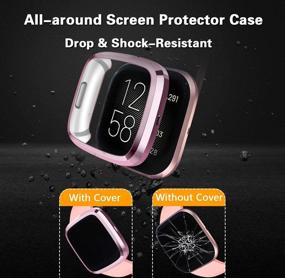 img 2 attached to 📱 Wepro 3-Pack мягких чехлов с пластиковым бампером для смарт-часов Fitbit Versa 2 - черный/серебро/розовый, защита от ударов, замена защитной оболочки.