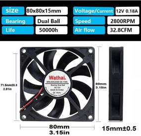 img 3 attached to 🌀Вентилятор охлаждения Wathai DC 80 мм - эффективный двойной шарикоподшипник, безщеточный кулер для корпуса для систем 12 вольт