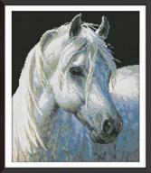 white horse animals cross stitch kits by awesocrafts - easy patterns for embroidery, stamped or counted, ideal christmas gifts logo