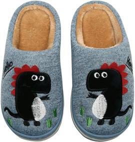 img 3 attached to INMINPIN Kids Cozy Dinosaur House Slippers: Warm Plush Winter Indoor Shoes for Boys and Girls - Non-Slip and Cute