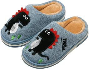 img 4 attached to INMINPIN Kids Cozy Dinosaur House Slippers: Warm Plush Winter Indoor Shoes for Boys and Girls - Non-Slip and Cute