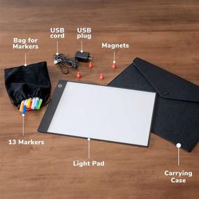 img 3 attached to 🎨 Ultra Slim Lightbox Set: A4 LED Light Pad with Markers, Carrying Case, Magnets, and Light Up Tracing Pad Box on Table – Perfect for Drawing