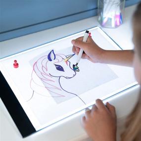 img 2 attached to 🎨 Ultra Slim Lightbox Set: A4 LED Light Pad with Markers, Carrying Case, Magnets, and Light Up Tracing Pad Box on Table – Perfect for Drawing