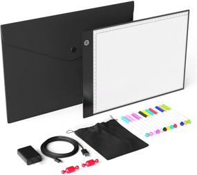 img 4 attached to 🎨 Ultra Slim Lightbox Set: A4 LED Light Pad with Markers, Carrying Case, Magnets, and Light Up Tracing Pad Box on Table – Perfect for Drawing