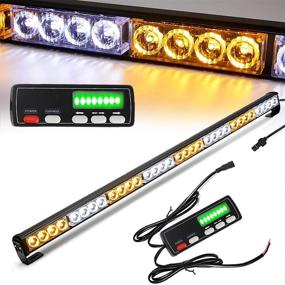 img 4 attached to 🚨 High-performance Emergency Light Bar: 36 Inch, 16 Flash Modes, 32 LED Strobe Lights, Traffic Advisor, Directional Flashing, Safety Light with LED Display - Yellow/White