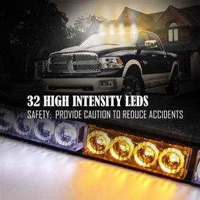 img 3 attached to 🚨 High-performance Emergency Light Bar: 36 Inch, 16 Flash Modes, 32 LED Strobe Lights, Traffic Advisor, Directional Flashing, Safety Light with LED Display - Yellow/White