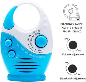 img 3 attached to 🔵 Радиоприемник DeepRoar AM FM Portable с крюком: Водонепроницаемая музыкальная душевая колонка - Голубое блаженство