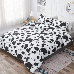 img 3 attached to Stylish and Versatile PHANTASIM Cow Print & Zebra-Stripe Comforter Set – Queen Size, Black & White Reversible 3 Piece Bedding Set with 2 Pillowcases